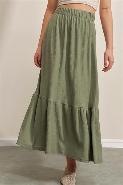 1886 Uzun Örme Etek - Haki