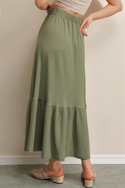 1886 Uzun Örme Etek - Haki