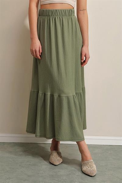 1886 Uzun Örme Etek - Haki