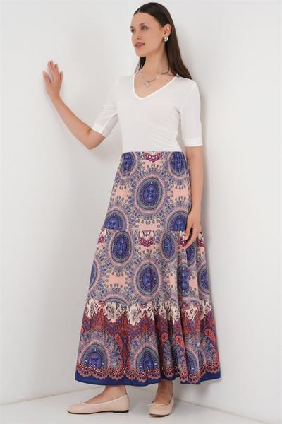 1898 Desenli Uzun Etek - Saks