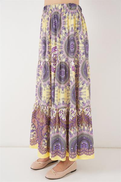1898 Desenli Uzun Etek - Sarı