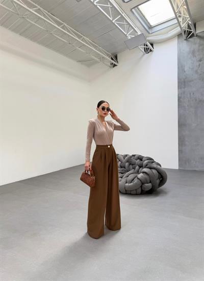 230 Gr Poly Viscose Full Lycra Pi̇leli̇ Palazzo Pantolon