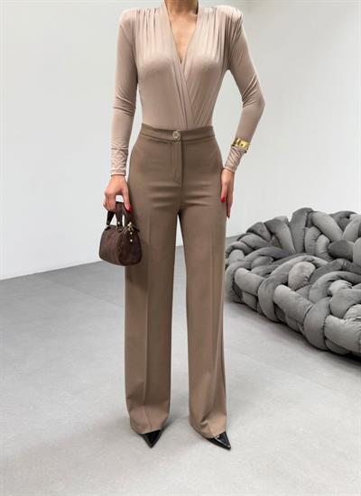 230 Gr Poly Viscose Lycra Metal Düğme Palazzo Pantolon