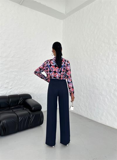 230 Gr Poly Viscose Lycra Metal Düğme Palazzo Pantolon