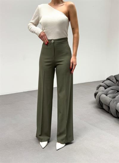 230 Gr Poly Viscose Lycra Metal Düğme Palazzo Pantolon