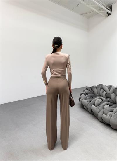 230 Gr Poly Viscose Lycra Metal Düğme Palazzo Pantolon