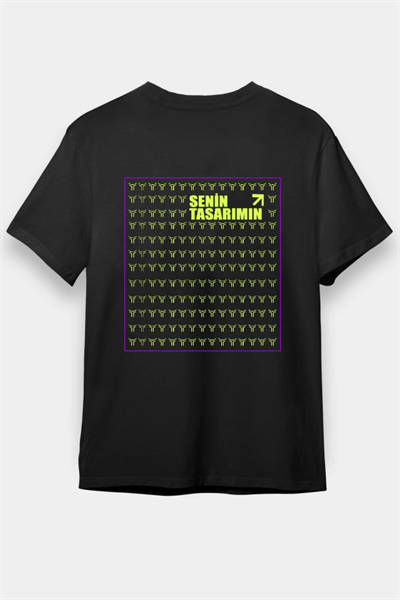 24/1 Düz Arka Sizin Tasarımınız Oversize T-shirt - Siyah