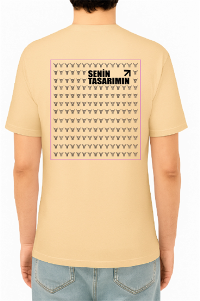 24/1 Düz Arka Sizin Tasarımınız Oversize T-shirt - Bej