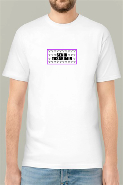 24/1 Düz Ön Arka Sizin Tasarımınız Oversize T-shirt - Beyaz