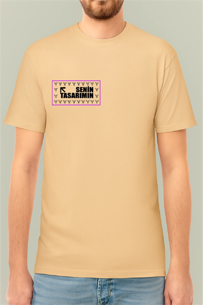 24/1 Düz Ön Arka Sizin Tasarımınız Oversize T-shirt - Bej