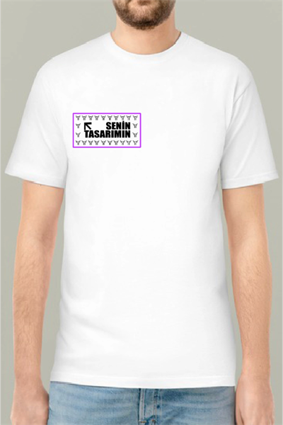 24/1 Düz Ön Arka Sizin Tasarımınız Oversize T-shirt - Beyaz