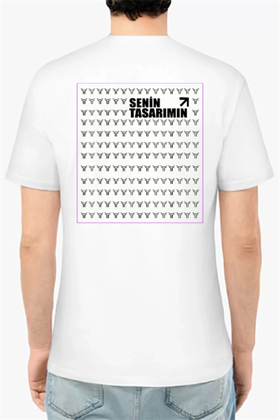 24/1 Düz Ön Arka Sizin Tasarımınız Oversize T-shirt - Beyaz