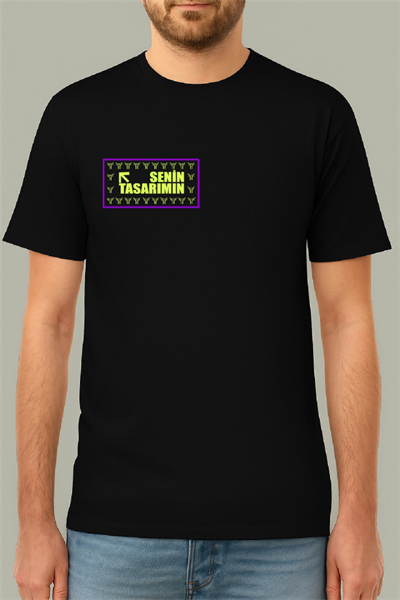 24/1 Düz Ön Arka Sizin Tasarımınız Oversize T-shirt - Siyah