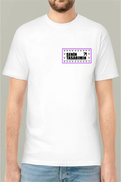 24/1 Düz Ön Arka Sizin Tasarımınız Oversize T-shirt - Beyaz