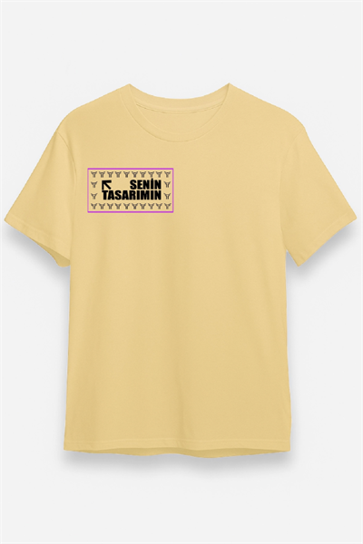 24/1 Düz Ön Sizin Tasarımınız Oversize T-shirt - Bej