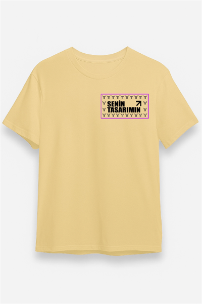 24/1 Düz Ön Sizin Tasarımınız Oversize T-shirt - Bej