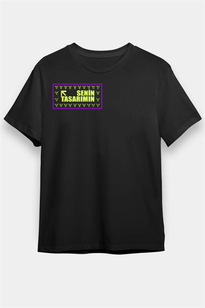 24/1 Düz Ön Sizin Tasarımınız Oversize T-shirt - Siyah