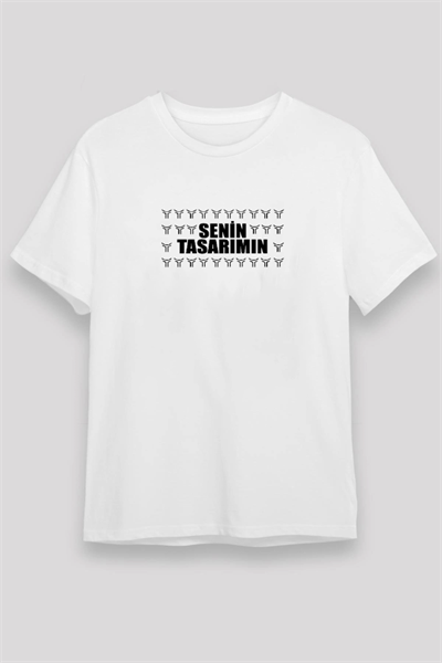 24/1 Düz Ön Sizin Tasarımınız Oversize T-shirt - Beyaz