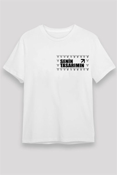 24/1 Düz Ön Sizin Tasarımınız Oversize T-shirt - Beyaz