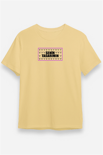 24/1 Düz Ön Sizin Tasarımınız Oversize T-shirt - Bej