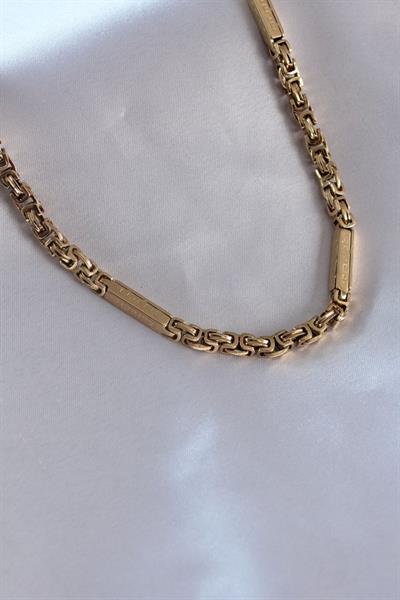 316L Çelik Gold Renk Kral Zincir Renk İşleme Detay Erkek Kolye