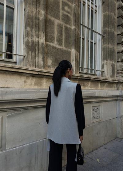 330 Gr Poly Viscose Astarli Yirtmaçli Uzun Yelek