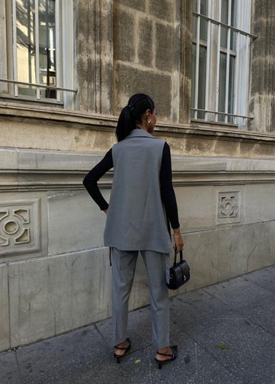 330 Gr Poly Viscose Astarli Yirtmaçli Uzun Yelek