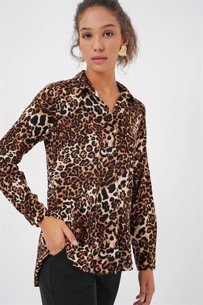3721 Grafik Desenli Gömlek - C. Kahverengi