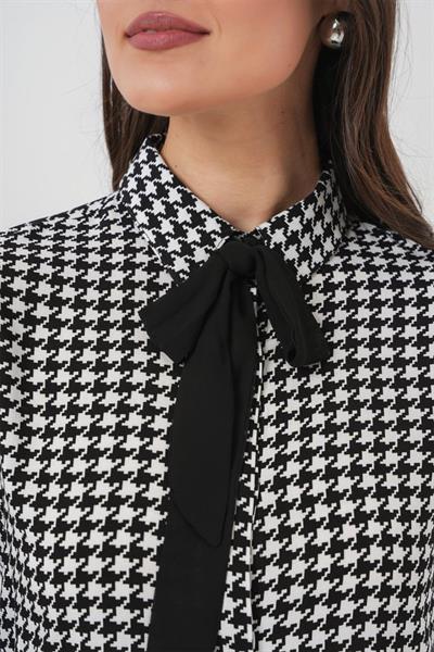 3768 Desenli Viskon Gömlek - Siyah - Beyaz