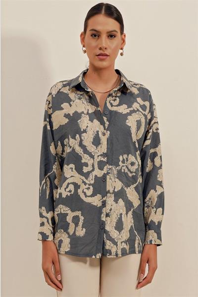 3900 Oversize Uzun Basic Gömlek - V. Antrasit