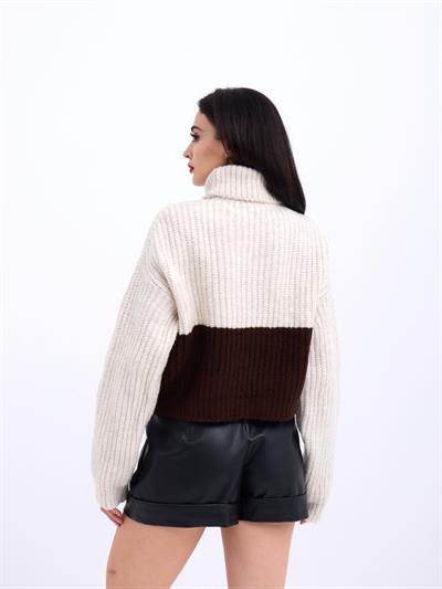 3904 TRİKO BALIKÇI ÇİZGİLİ KAZAK-KREM-KAHVE