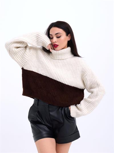 3904 TRİKO BALIKÇI ÇİZGİLİ KAZAK-KREM-KAHVE