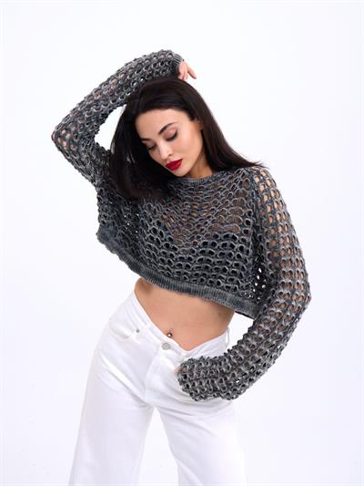 3958 TRİKO FİLE BOLERO-ANTRASİT