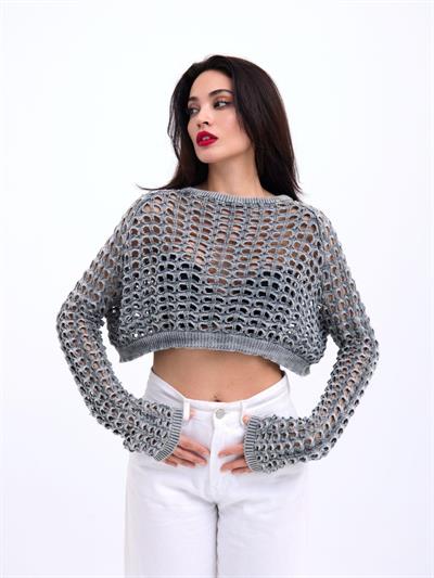 3958 TRİKO FİLE BOLERO-GRİ