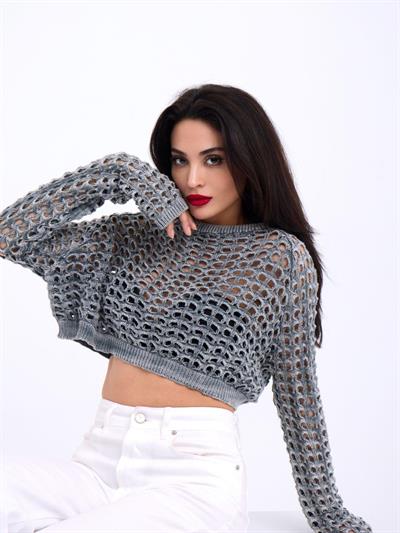 3958 TRİKO FİLE BOLERO-GRİ