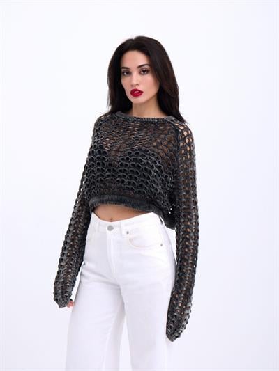 3958 TRİKO FİLE BOLERO-SİYAH