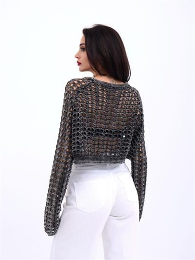 3958 TRİKO FİLE BOLERO-SİYAH