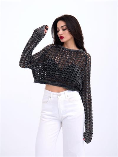 3958 TRİKO FİLE BOLERO-SİYAH