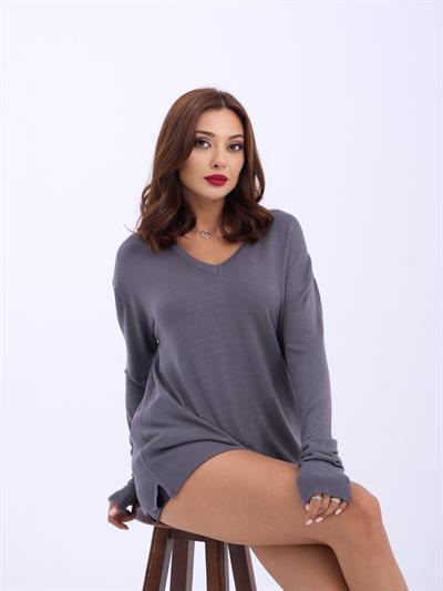 4202 TRİKO V YAKA BASİC SALAŞ-ANTRASİT