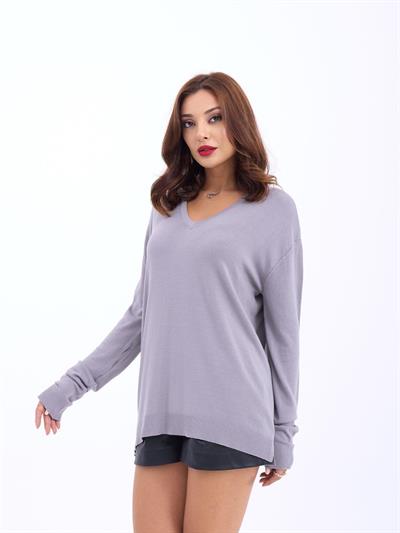 4202 TRİKO V YAKA BASİC SALAŞ-GRİ