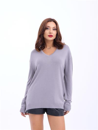 4202 TRİKO V YAKA BASİC SALAŞ-GRİ
