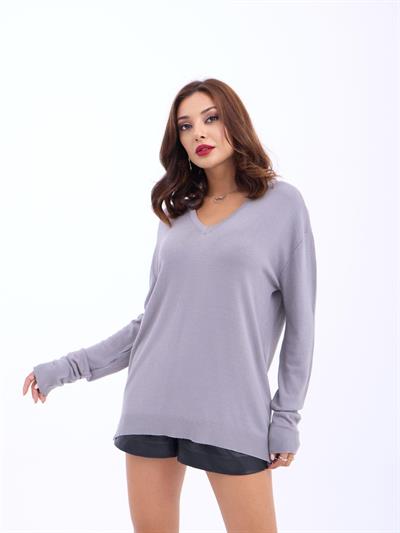 4202 TRİKO V YAKA BASİC SALAŞ-GRİ