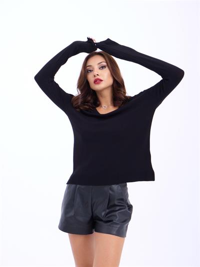 4202 TRİKO V YAKA BASİC SALAŞ-SİYAH