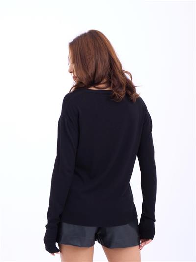 4202 TRİKO V YAKA BASİC SALAŞ-SİYAH