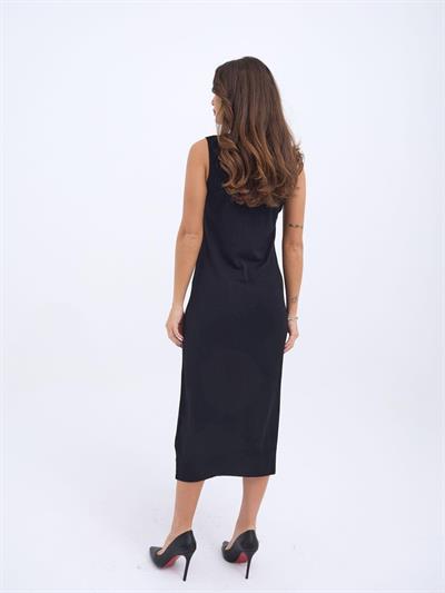 4207 TRİKO KOLSUZ ELBİSE-SİYAH