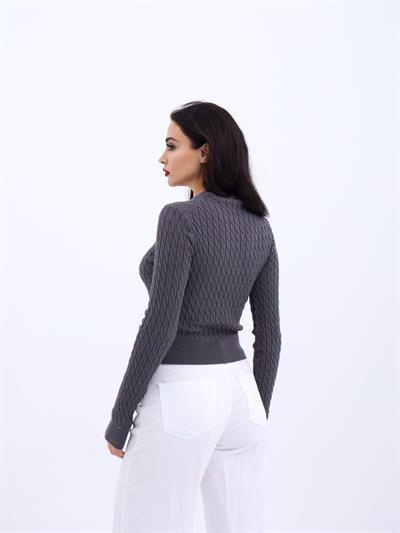 4211 TRİKO SAÇ ÖRGÜ KAZAK-ANTRASİT