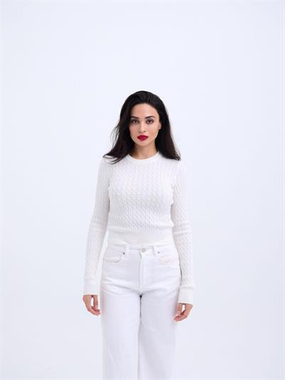 4211 TRİKO SAÇ ÖRGÜ KAZAK-EKRU