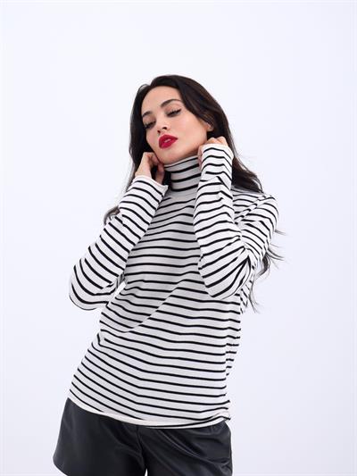 4213 TRİKO ÇİZGİLİ BALIKÇI SALAŞ-EKRU-SİYAH