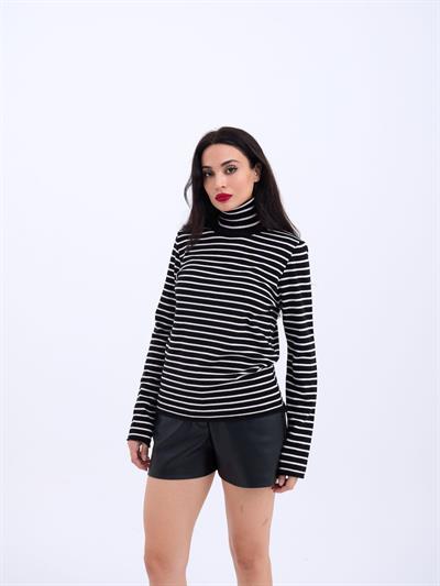 4213 TRİKO ÇİZGİLİ BALIKÇI SALAŞ-SİYAH-EKRU