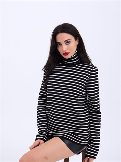 4213 TRİKO ÇİZGİLİ BALIKÇI SALAŞ-SİYAH-EKRU